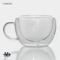 Кружка с двойными стенками Magistro &laquo;Лиди. Дуо&raquo;, 200 мл, 12&times;9.5&times;6.5 см, стекло, прозрачная