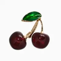 Брошь &laquo;Вишня&raquo;, наливная, бордово-зелёная в золоте