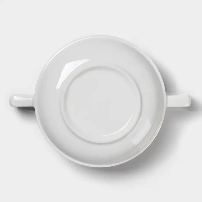 Бульонница фарфоровая Magistro &laquo;Бланш&raquo;, 2 предмета: бульонница 400 мл, блюдце d=18 см, белое