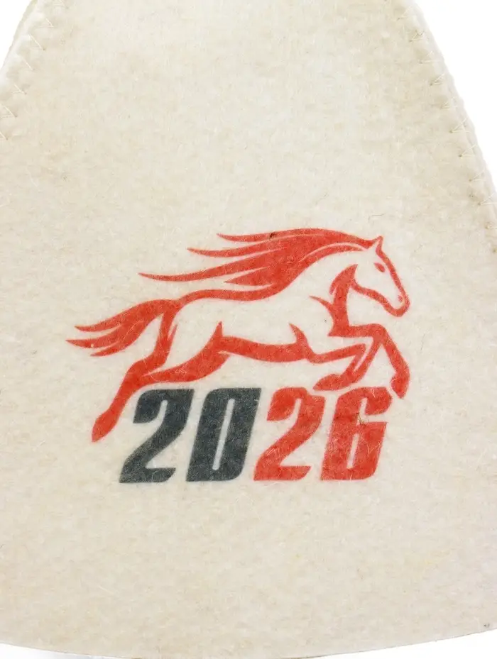 Шапка для бани с принтом "СГ 2026", светлая Шапка для бани с принтом "СГ 2026", светлая