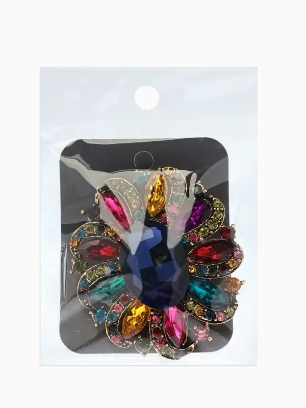 Брошь "Императрица" цветок распустившийся, цветная в чернёном золоте