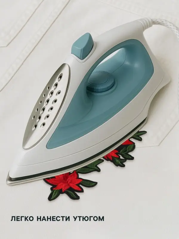 Термоаппликация «Цветы», 20×7 см, красная Термоаппликация «Цветы», 20×7 см, красная