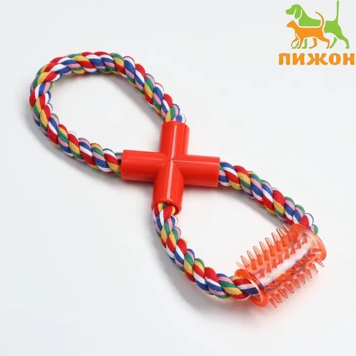 Игрушка канатная &laquo;Восьмерка с зубочисткой&raquo;, тренировочная, до 27 см, до 140 г, цвет МИКС