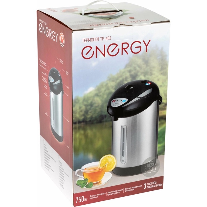 Термопот Energy TP-603, 3.8 л, 750 Вт, серебристый Термопот Energy TP-603, 3.8 л, 750 Вт, серебристый