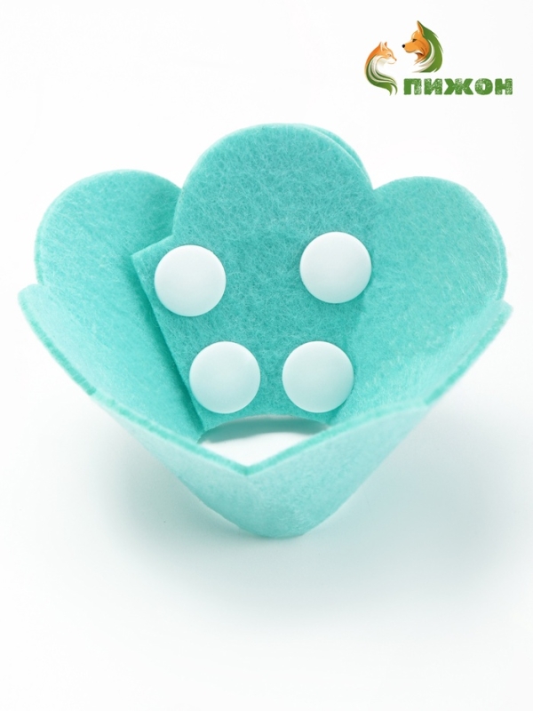 Ветеринарный воротник из фетра  Ветеринарный воротник из фетра "Ромашка", размер XS, бирюзовый