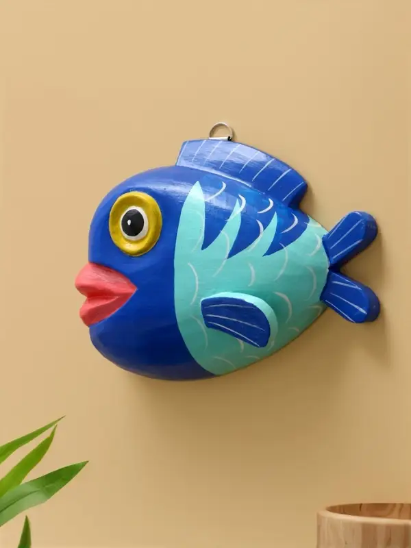 Панно  Панно "Рыба-клоун" дерево 20х16х4 см, цв. сине-бирюзовый