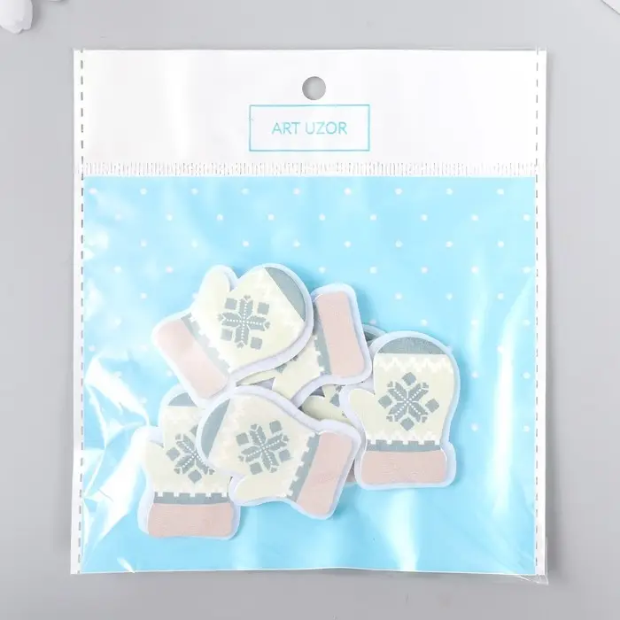 Декор для творчества дерево, войлок Декор для творчества дерево, войлок "Варежки" набор 6 шт 4х3,2 см