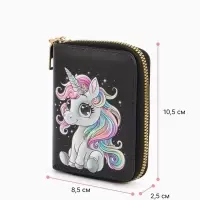 Кошелёк на молнии &laquo;Выбражулька&raquo;, 8.5&times;2.5&times;10.5 см, с принтом, чёрный