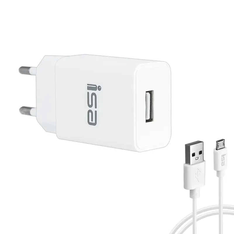 Сетевое зарядное устройство с кабелем USB на MicroUSB 2.4A HS27 ISA белое