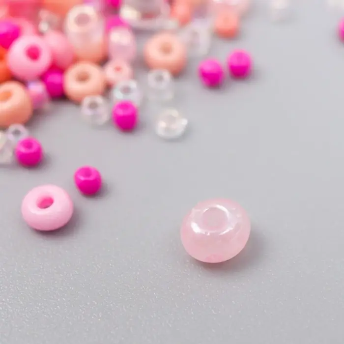 Бисер стекло 6/0 - 15/0  Бисер стекло 6/0 - 15/0 "Ассорти розовое" d=1,5-4 мм, н-р 10гр