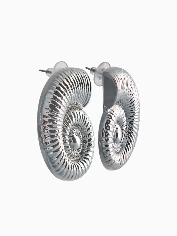 Серьги пластик «Ракушка» крупная, цвет серебро Серьги пластик «Ракушка» крупная, цвет серебро