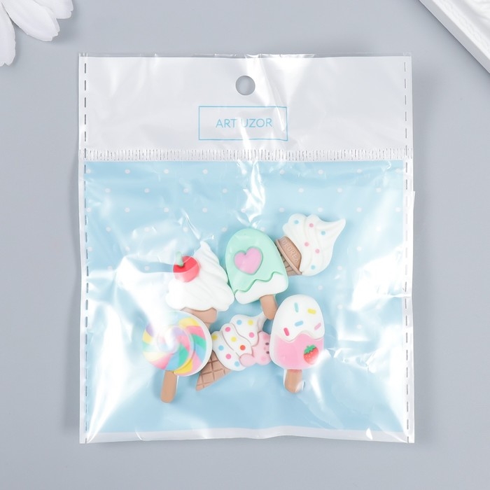 Декор для творчества пластик Декор для творчества пластик "Мороженое" набор 6 шт 3х2 см