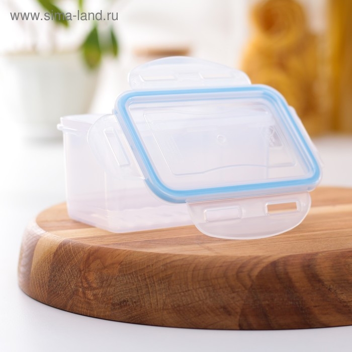 Контейнер пищевой Good & Good, 470 мл, с герметичной крышкой, пластик, крышка голубая Контейнер пищевой Good & Good, 470 мл, с герметичной крышкой, пластик, крышка голубая