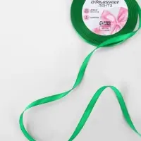 Лента атласная, 6 мм, 23&plusmn;1 м, зелёная №19