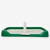 Туалет для собак, 46.5&times;36&times;5.5 см, со съёмной решеткой и столбиком, зелёный