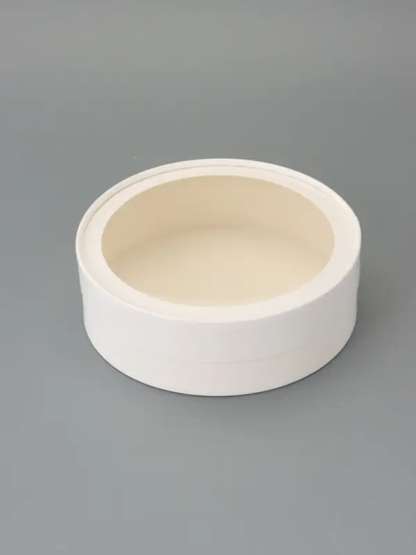 Набор круглых подарочных коробок с окном, завальцованные, белые, 8 шт., 18&times;6 см