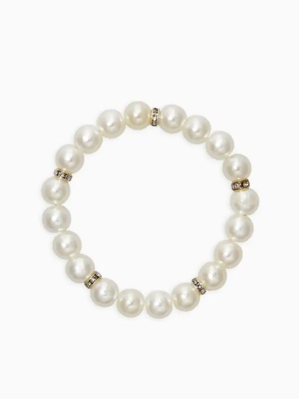 Набор детский &laquo;Выбражулька&raquo; 2 предмета: бусы, браслет, жемчуг стразы, цвет белый