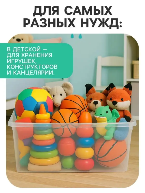 Ящик пластиковый для хранения, с крышкой, объём &mdash; 16 л, прозрачно-матовый