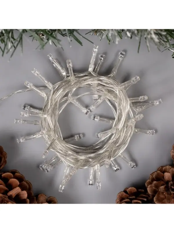 Гирлянда &laquo;Нить&raquo; 4 м, IP20, прозрачная нить, 40 LED, 2 режима, батарейки AAх3 (нет в комплекте), свечение белое