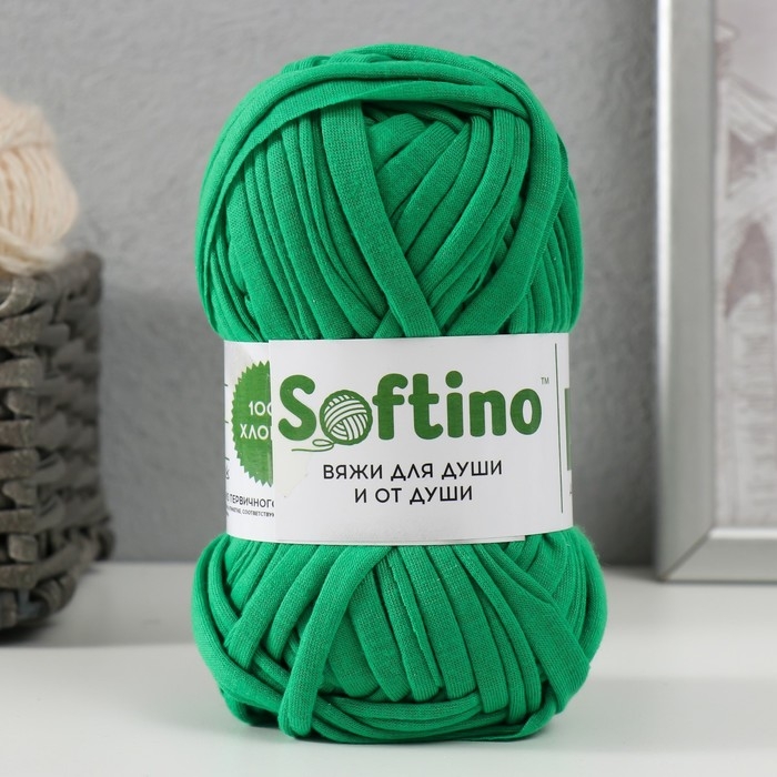 Пряжа трикотажная 100% хлопок Пряжа трикотажная 100% хлопок "Лентино mini" 100 гр 40 м цвет 18 трава