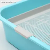 Туалет для кошек &laquo;Мур-мяу&raquo;, 33&times;25&times;7 с. с сеткой, пластик, голубой