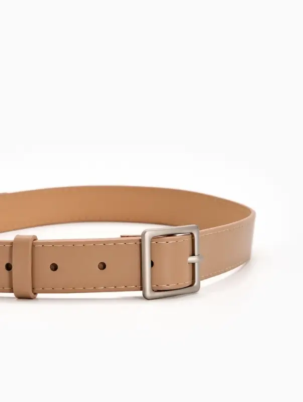 Ремень женский, 110&times;3 см, пряжка металл матовая, серебристая, бежевый