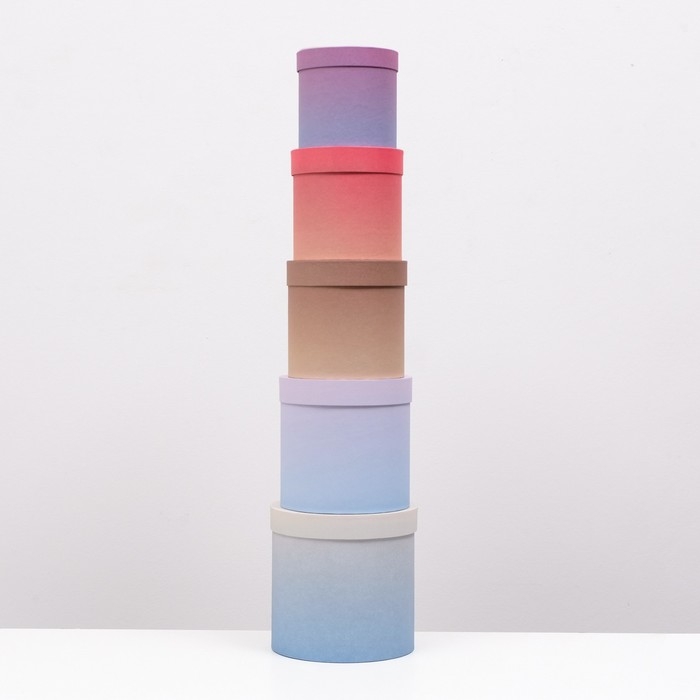 Набор круглых подарочных коробок 5 в 1 «Градиент 1», 20 × 20 × 20‒13,5 × 13,5 × 13,5 см