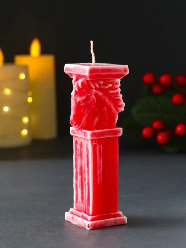 Свеча новогодняя "Пегас" 35х120 мм, красный