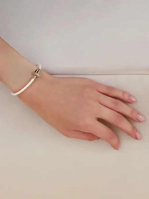 Браслет-основа для шармов &laquo;Бусинка&raquo;, L=18 см, белый в серебре