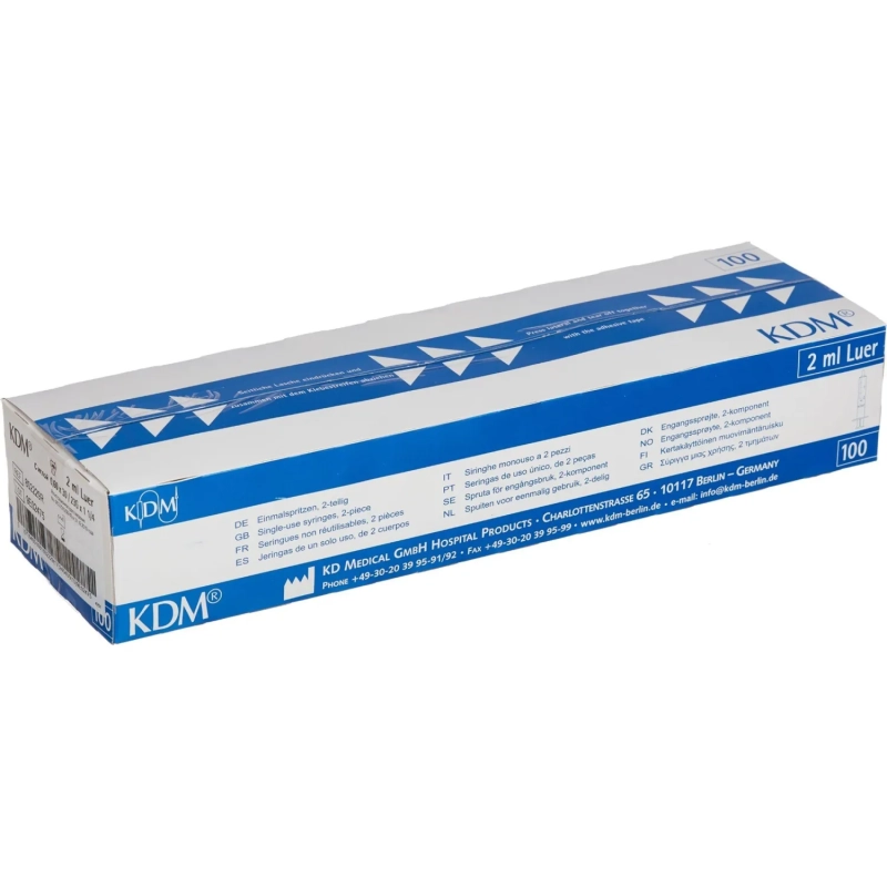 Шприц 2-комп. однораз. 2мл LS 23G(0,6x30) прил. 100шт/уп KD-Ject