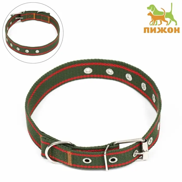 Ошейник брезентовый безразмерный однослойный, 68&times;3 см, хаки/оранжевый