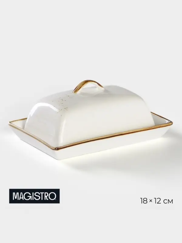 Маслёнка Magistro &laquo;Церера&raquo;, 18&times;12 см, фарфор, белая