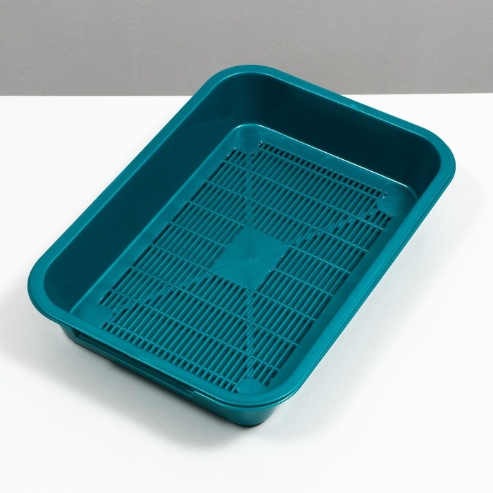 Туалет перламутровый средний с сеткой 36 х 26 х 6,5 см, бирюзовый Туалет перламутровый средний с сеткой 36 х 26 х 6,5 см, бирюзовый