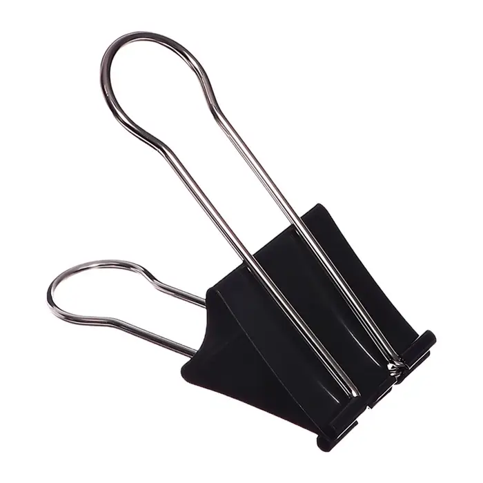 Зажим для бумаг черный 60 мм большой 20&times;6&times;4.5 см в пакете