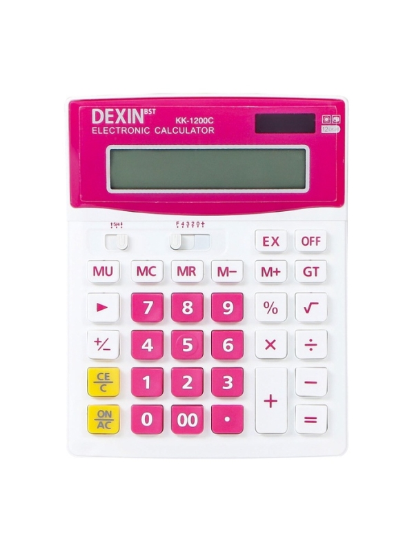 Калькулятор настольный 12-разрядный КК-1200C, белый/бордовый Калькулятор настольный 12-разрядный КК-1200C, белый/бордовый