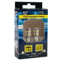 S022A T15/жёлтый/(BA15S) 13SMD 5050 12V 1 contact, коробка 2 шт.