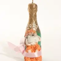 Свеча новогодняя "Овечка с шампанским" 4,5х7,5х15 см, огненный