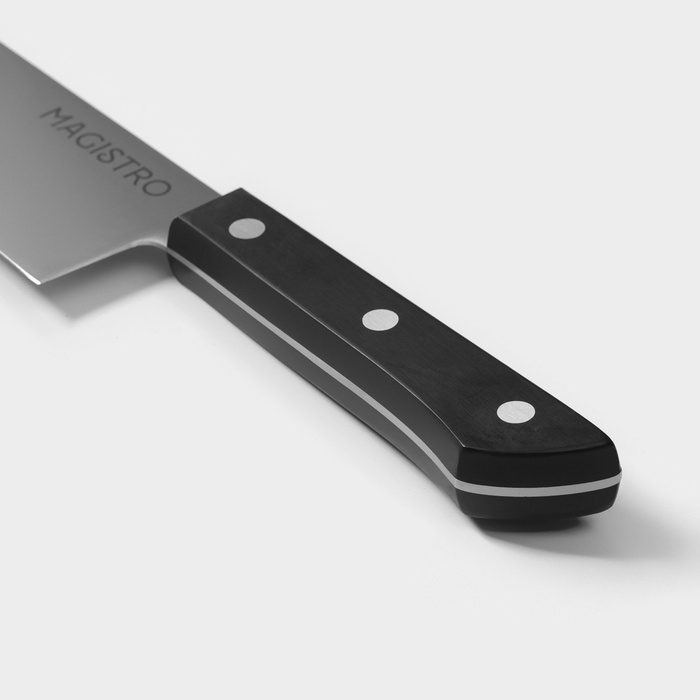 Нож кухонный шеф Magistro Hinshitsu, нержавеющая сталь, 21,3 см, чёрный Нож кухонный шеф Magistro Hinshitsu, нержавеющая сталь, 21,3 см, чёрный