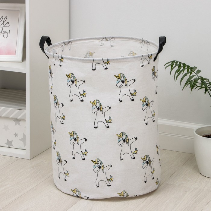 Корзина бельевая текстильная Доляна «Единороги», 40×40×48,5 см Корзина бельевая текстильная Доляна «Единороги», 40×40×48,5 см