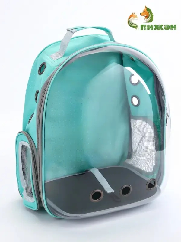 Рюкзак для переноски животных, 31&times;28&times;42 см, прозрачный, бирюзовый