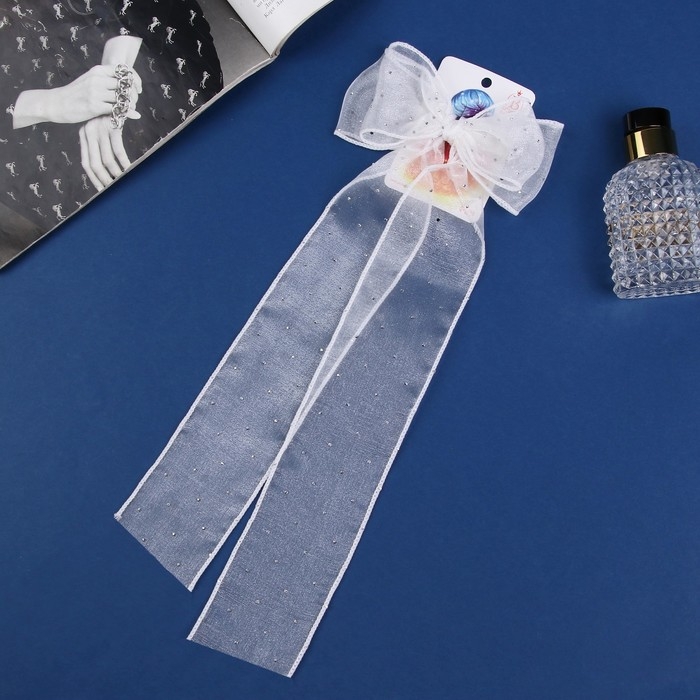 Зажим для волос  Зажим для волос "Школьница" бантик точка, 12х30 см, белый