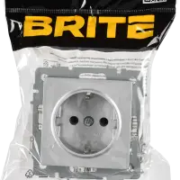 BRITE Розетка 1-местная с заземлением без защитных шторок 16А безвинтовое крепление РС21-1-0-БрА алюминий IEK