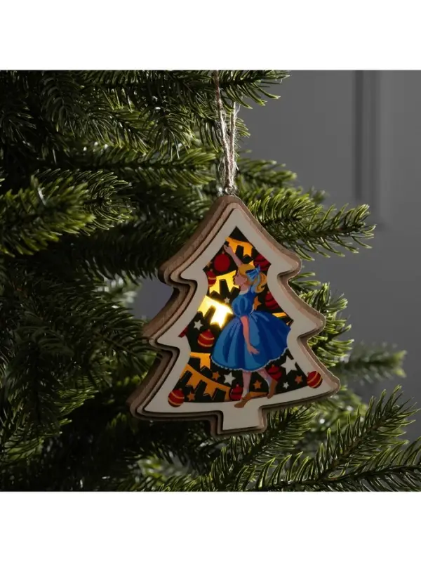 Подвеска световая &laquo;Девочка с игрушками&raquo;, 11&times;12 см, от батареек LR41&times;3, свечение тёплое белое