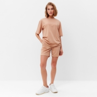 Костюм женский (футболка, шорты) MINAKU: Casual collection цвет песочный, размер 42