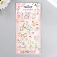 Наклейка пластик стразы "Фламинго" МИКС 19х9 см