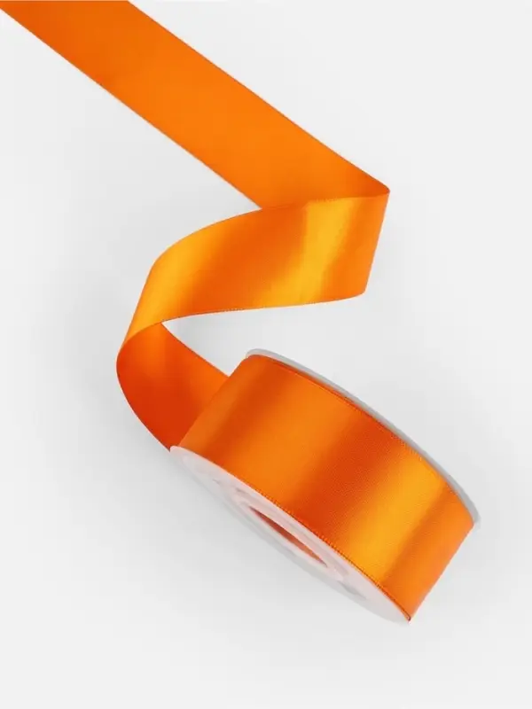 Лента атласная TEIRA, двухсторонняя, 38 мм, 25&plusmn;1 м, ярко-оранжевый №751
