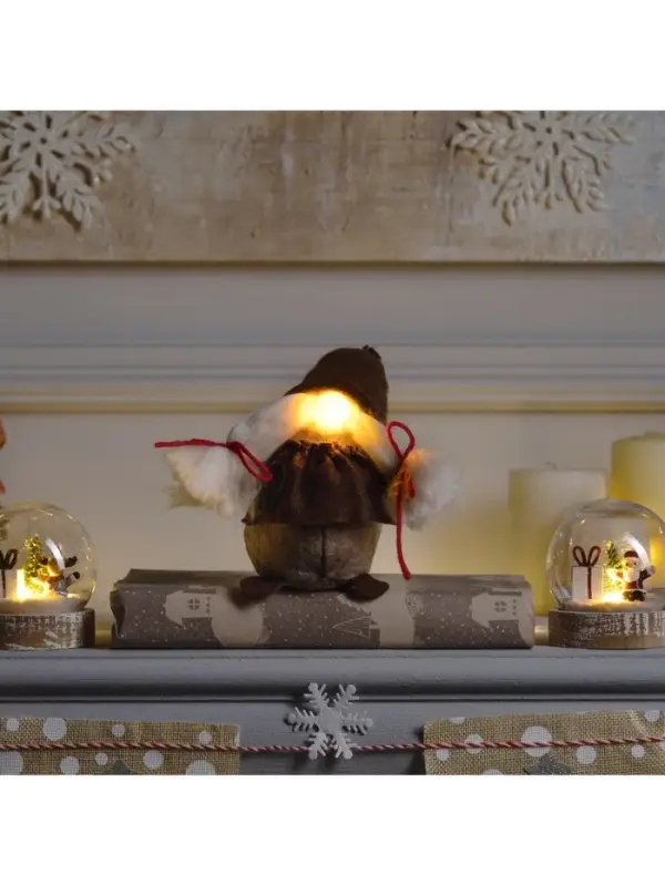 Светодиодная фигура &laquo;Гном-боровик&raquo; 8&times;20&times;8 см, текстиль, от батареек AG10&times;3, свечение тёплое белое