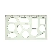 Набор 3 штуки трафаретов геометрические фигуры, линейка 17см