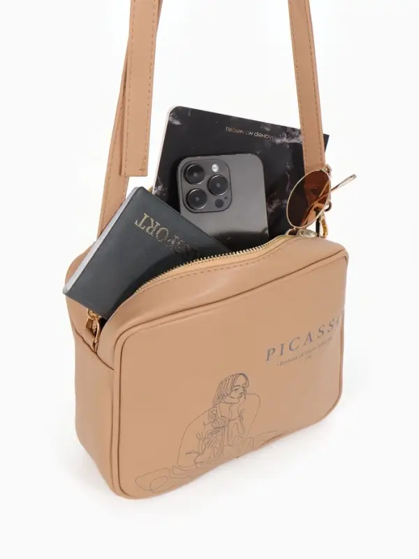 Сумка женская кросс-боди TEXTURA на молнии, 22&times;8&times;17 см, бежевая