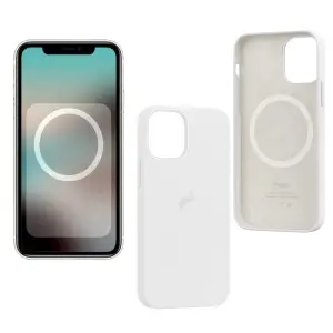 Чехол для iPhone 12 Pro Max Silicone Case White (MagSafe + анимация NFC) c LOGO